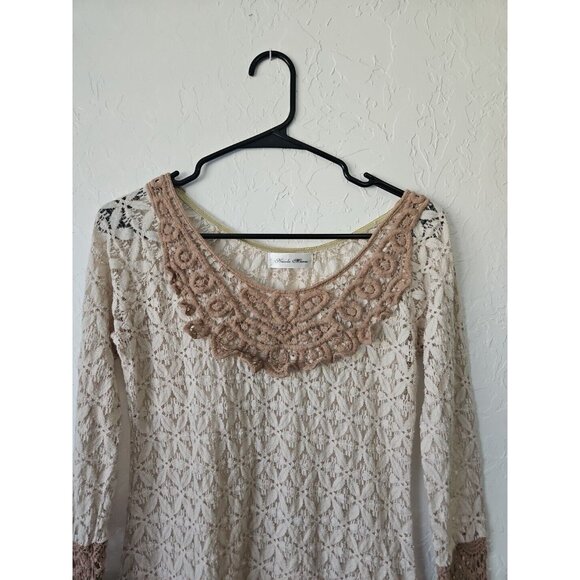 Y2k Nicole Marie Crochet Lace Mini Dress SZ Small Boho Coastal Cowgirl Beachy - Picture 2 of 8